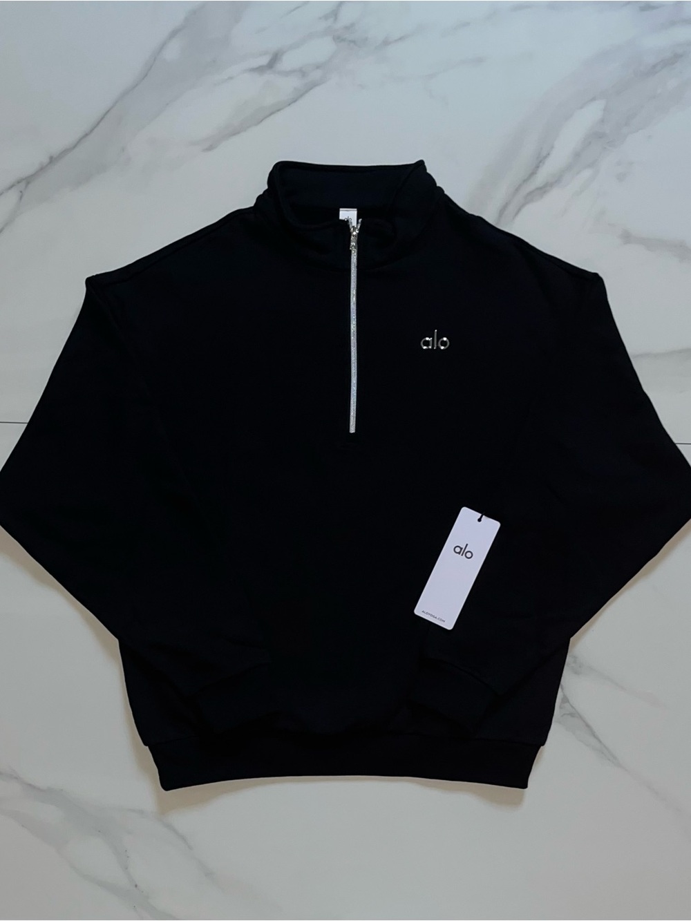 Alo Yoga Accolade 1/4 Zip Pullover Sweatshirt Black Size Small